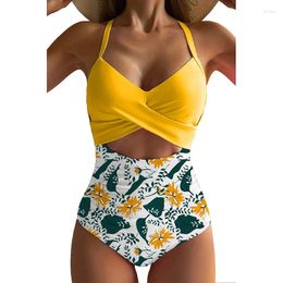 Women's Swimwear Sexy Hollow Cross Sling Color Matching Backless Swimsuit One Piece Bikini Fashion Bathing Suits Swimming Suit For Women