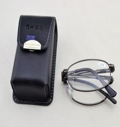 12pcslot High quality Metal foldable reading glasses with leather Case 2100767