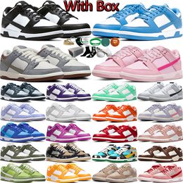 Box Casual Shoes For Men Women Flat Sneakers Low Panda White Black Wolf Grey Fog Triple Pink University Blue Red Active Fuchsia Sanddrift Mens Trainers Walking