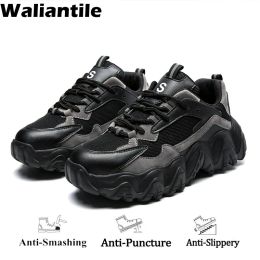 Boots Waliantile Stylish Safety Shoes For Men Women Steel Toe Antismash Industrial Work Boots Puncture Proof Indestructible Sneakers