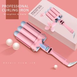 Irons Ihongsen LCD Curling Iron Ceramic Modelling Tool Curling Iron Electric Hair Curler Roller Curling Wand Pink Egg Curls