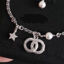 Trendy designer bracelet pearl double letter star women jewelry bracelets plating silver chains resplendent bracelet charms present minimalist zh189 E4