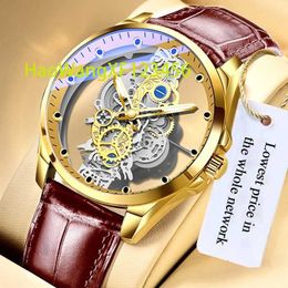 2024 New Men designer Watch Skeleton Automatic Mechanical fashion quartz Gold Skeleton Vintage Man Watch Top Brand Luxury Sport Watch For Men 427