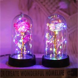 Rose Light Beautiful Realistic Looking Night Eternal Flower Party Supplies LED Simulation Decorative 240314
