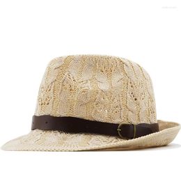 Berets Vintage Hollowed Men Panama Hat Cotton Fedora Male Sun Women Summer Beach Chapeau Dad Jazz Trilby Cap Sombrero