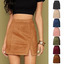Skirts Pleated For Women Women's Short Skirt Bag Hip Solid High Waist Zipper Autumn Winter Plaid Long