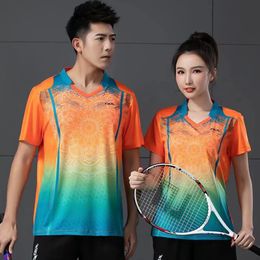 Quick Dry Men Women Print Tennis Shirt Summer Short Sleeve Leisure T-shirt Print Couple Table Tennis Badminton Uniform Tops 240306