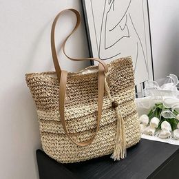 Storage Bags Women's Bag Vintage Beach Luxury Designer Straw Handbag Casual Handmade Woven Tote Large Capacity Shoulder Shopper Sac