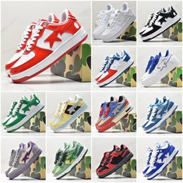 Sta Low Casual Shoes Mens Platform Sneakers Sta Low Nigo Designer Bathing Apes Shark black white Grey Pink Green ABC Color Camo Blue men women trainers With Box