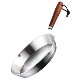 Pans Mini Stainless Steel Omelette Pan Griddle Non Stick Frying Wood Oil Heating