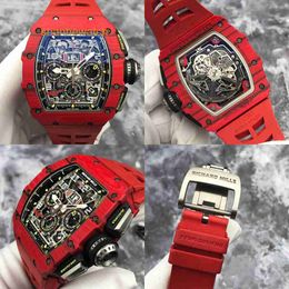 RM Calendar Wrist Watch RM11-03 FQ Red Devil Red NTPT Material Mens Watch Automatic Mechanical Skeleton Watch