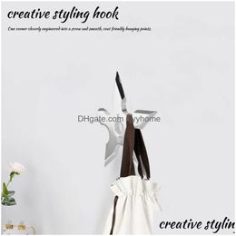 Hooks Rails Coat Ninja Star Shape Stainless Steel Creative Wall Door Hook Clothes Hats Hanger Holder Home Decoration Drop Delivery Gar Dhwgm