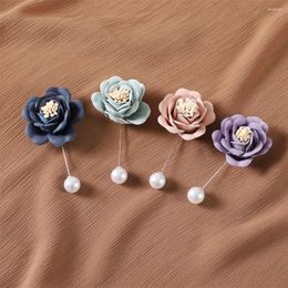 Brooches Aesthetic Fabric Rose Imitation Pearl Decoration For Women Sweater Cardigan Clip Coat Brooch Pins Jewellery Accessories