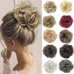 Synthetic Wigs RANYU Messy Synthetic Hair Bun Fake Hair Women Chignon Hair Curly Wig Elastic Pieces Bridal Hairpiece Easy Bun 240329