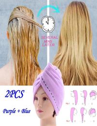 2PCS Rapided Drying Hair Towel Microfiber Towel Quick Dry Hair Magic Drying Turban Wrap Shower Cap Bathing Hat Rapid181b8272726
