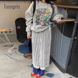 Skirts Tonngirls Vintage Skirt Women Lace Up See Through Y2k Retro Korean Style Streetwear Fashion Mesh 2000s Fairycore