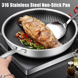 Pans 316 Stainless Steel Pan Non-Stick Household Skillet Steak Frying Pancake Induction Cooker Gas Stove Universal