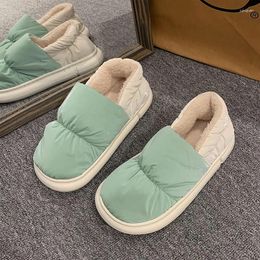 Slippers Stretch Fabric Indoor Basic Flat With Women Fashion Winter Solid Short Plush Ladies Shoes Round Toe Women's