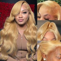 Honey Blonde Lace Front Wig Human Hair For Women #27 Body Wave 13x4 HD Transparent 180% Density