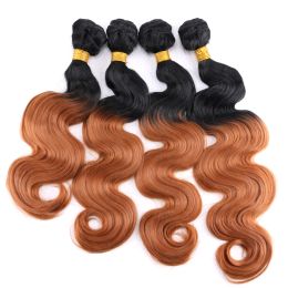 Weave Weave Anige Ombre Body Wave Hair Bundles 1420 Inches 100g/piece Synthetic Hair Weaving Tissage Fiber for Black Women