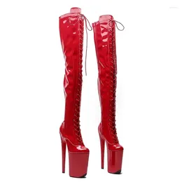 Dance Shoes Auman Ale 23CM/9inches Patent Leather Upper Sexy Exotic High Heel Platform Party Women Boots Pole 089