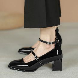 Pumps Women Pumps Fashion Mary Patent Leather Jane Ladies Low Heel Shallow Round Toe Solid Party Shoes Zapatos Mujer Primavera Verano