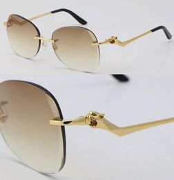 Diamond Cut Lens Metal Rimless Leopard Series Sunglasses Designer Driving glasses Frameless Square Man Woman 18K Gold Fashion High6153399