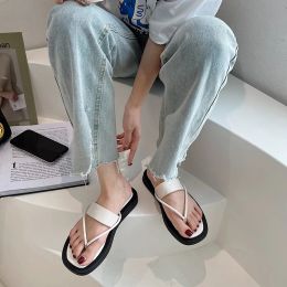 Boots 2022 NEW Women Slippers Shoes Clip Toe Flats Thich Bottom Solid Flip Flops Ladies Beach Concise Casual Female Summer