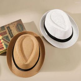Berets Summer Beach Wide Brim Cowboy Fedora Hat Jazz Dress Sun Straw Panama Cap