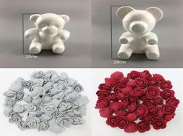 Artificial flower Rose DIY White Foam bear Mold Teddy For Valentine039s Day Gifts Birthday Party Wedding Decoration Craft Whole6036604