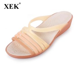 Boots Women Sandals Summer Slippers Candy Color Women Shoes Peep Toe Beach Valentine Rainbow Jelly Shoes Woman Flats ST238