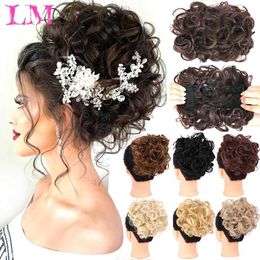 Synthetic Wigs LiangMo Bride Messy Big Hair Bun Curly Chignon with Comb Clips In Hair Tail Cover Ponytail Synthetic Natural Fake Hair 240329