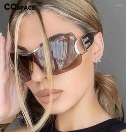 Sunglasses 55027 Designer Oversized Y2K Women Wrap Around Sun Glasses Uv400 Fashion Rimless Eyewear Shades4491432