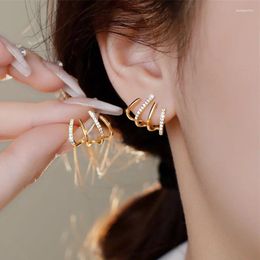 Stud Earrings BLIJERY Korean Gold Color Four-claw Bling Crystal Sweet Women Girls Birthday Party Show Jewelry Gift