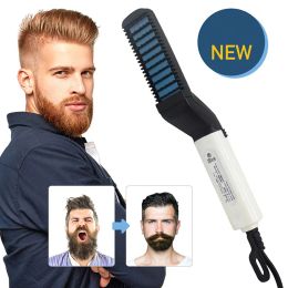 Irons Multifunctional Electric Hair Comb Brush Beard Straightener Beard Straightening Comb Straight Hair Curler Styling Tools for Men