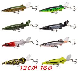 8pcs lot 8 Colors Mixed 13cm 16g Popper Plastic Hard Baits Lures Fishing Hooks 6 Blood Slot Hook Fishhooks Pesca Fishing Tackle7746404