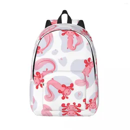 Backpack Pink Axolotls Floating In Water Drops Male School Student Female Large Capacity Laptop