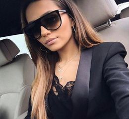 Sunglasses 2021 Fashion Women Vintage Retro Flat Top Oversized Sun Glasses Square Pilot Luxury Designer Large Black Shades4601262