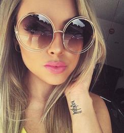 2020Vintage Round Big Size Oversized lens Mirror Sunglasses Women Brand Designer Metal Frame Lady Sun Glasses5299531