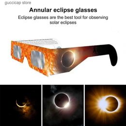 Sunglasses 6Pcs 12Pcs Sun Lunar Eclipse Glasses Safety Observation Glasses Sun Picture Printing Paper Lunar Eclipse Glasses Neutral Sunglasses Y240318