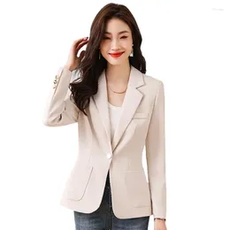 Women's Suits Fashion Casual Apricot Blazer Women Jackets Long Sleeve Office Ladies Work Business Female Tops Clothes