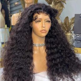 Synthetic Wigs Soft 180Density 26inch Long Glueless Black Kinky Curly Lace Front Wig For African Women Babyhair Preplucked Heat Resistant Daily 240328 240327