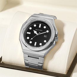 Wristwatches Fashion Casual Watch For Men Round Simple Alloy Men's Watcher Waterproof Quartz Luminous Calendar Gold Silver Luxury Strap