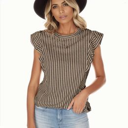 Camisoles & Tanks Womens Sleeveless Tank Top With Striped Ruffles Women Clothes Pullover