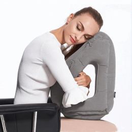 Mat Upgraded Inflatable Air Cushion Travel Pillow Headrest Chin Support Cushions for Aeroplane Plane Car Office Neck Nap Pillows