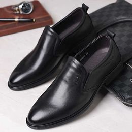 HBP Non-Brand Luxury Cowhide Mens Black Leather Dress Shoes Office and Professional English Oxfords