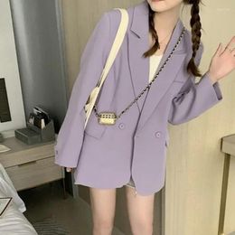 Women's Suits Long Jacket Dress Purple Blazer Woman Solid Outerwears Coats For Women Over Loose Pink Clothes With Spring Bring