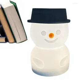 Night Lights LED Light Cute Snowman Cartoon Silicone Lamp Solar Powered Stakes Garden Lantern Nightlight