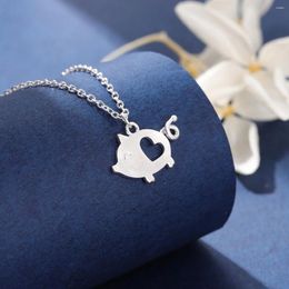 Pendant Necklaces Fashion Brushed Pig Hollow Heart Animal