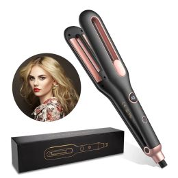 Irons New 2 in 1 Hair Straightener Curler Crimper Ceramic Ionic Professional Flat Iron Negative Ion PTC Fast Heat Plate Rotate Roller